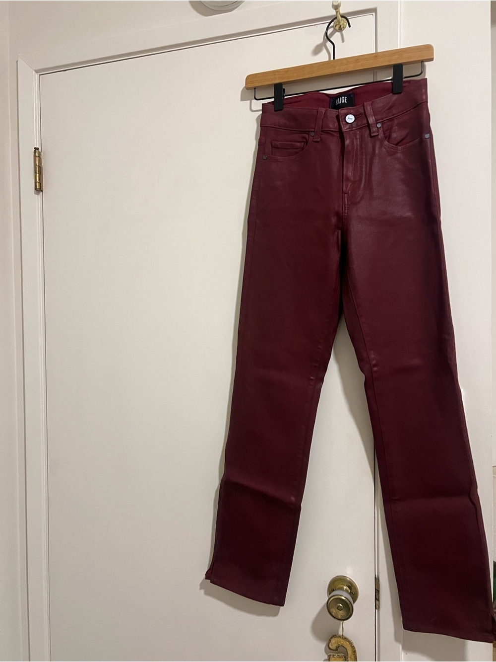 PAIGE Women's Burgundy Straight-Leg pants